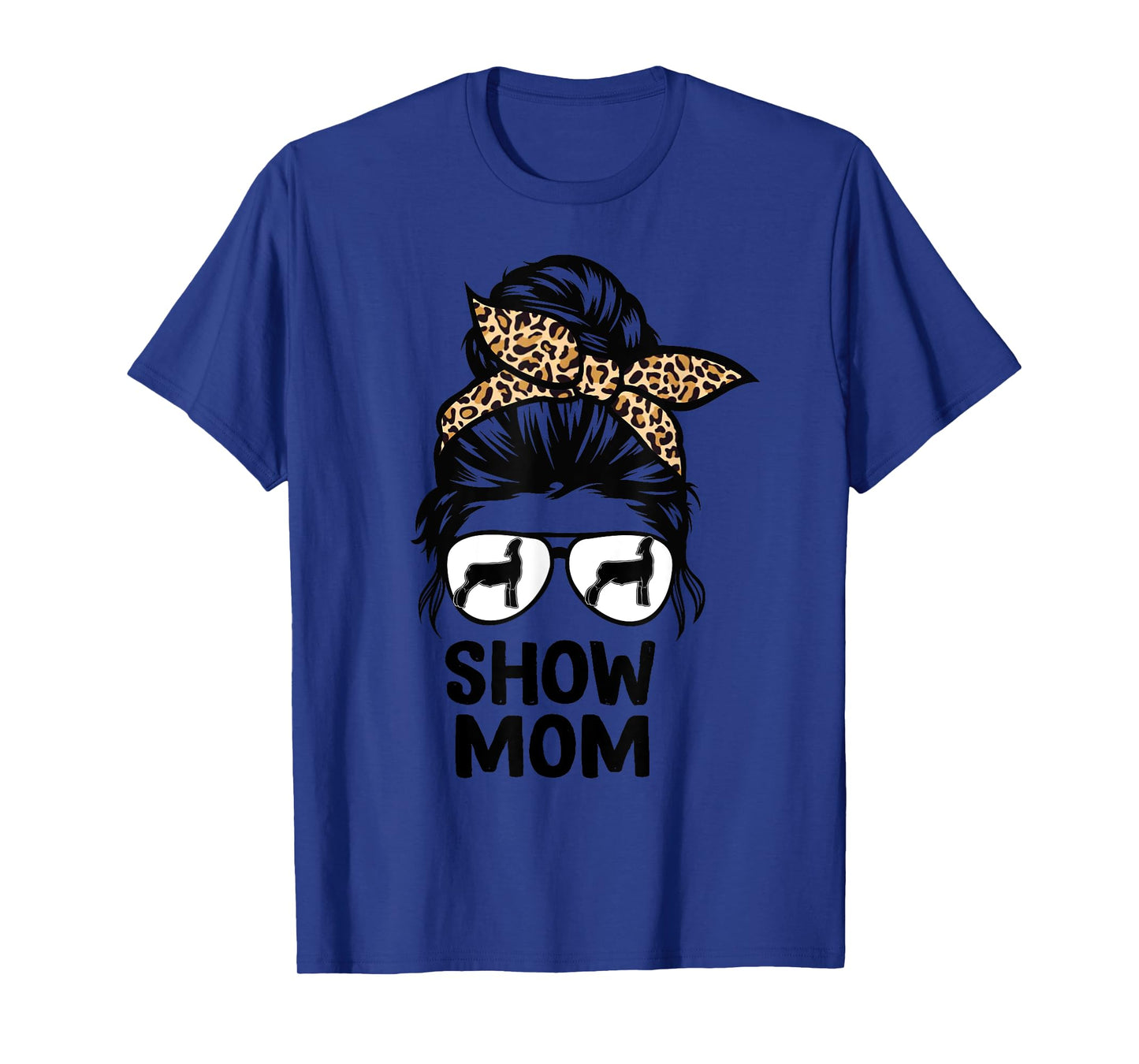 show lamb mom messy bun leopard, sheep show mama T-Shirt