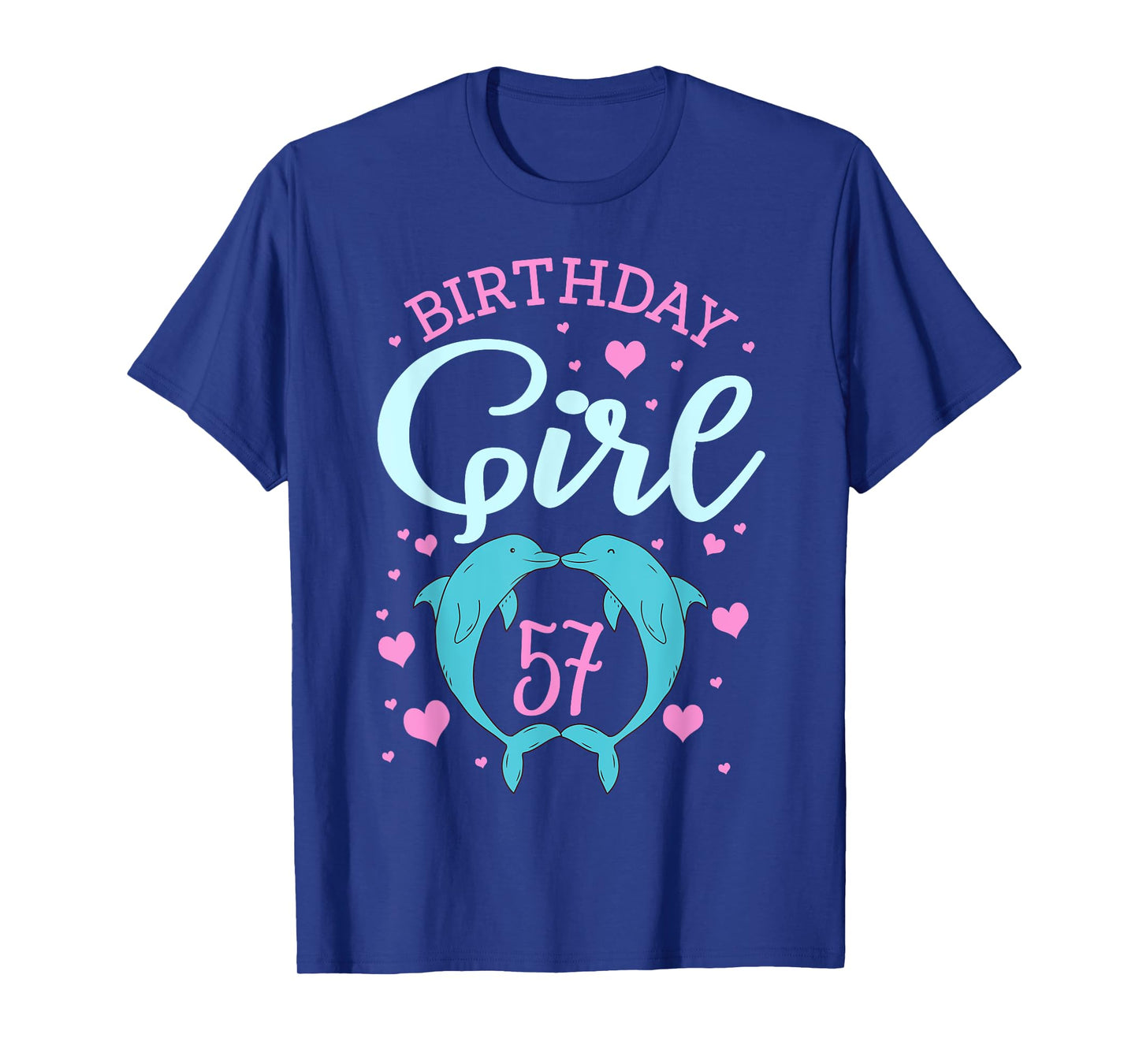 Dolphin 57th Birthday Girl Underwater Oceanographer Hearts T-Shirt