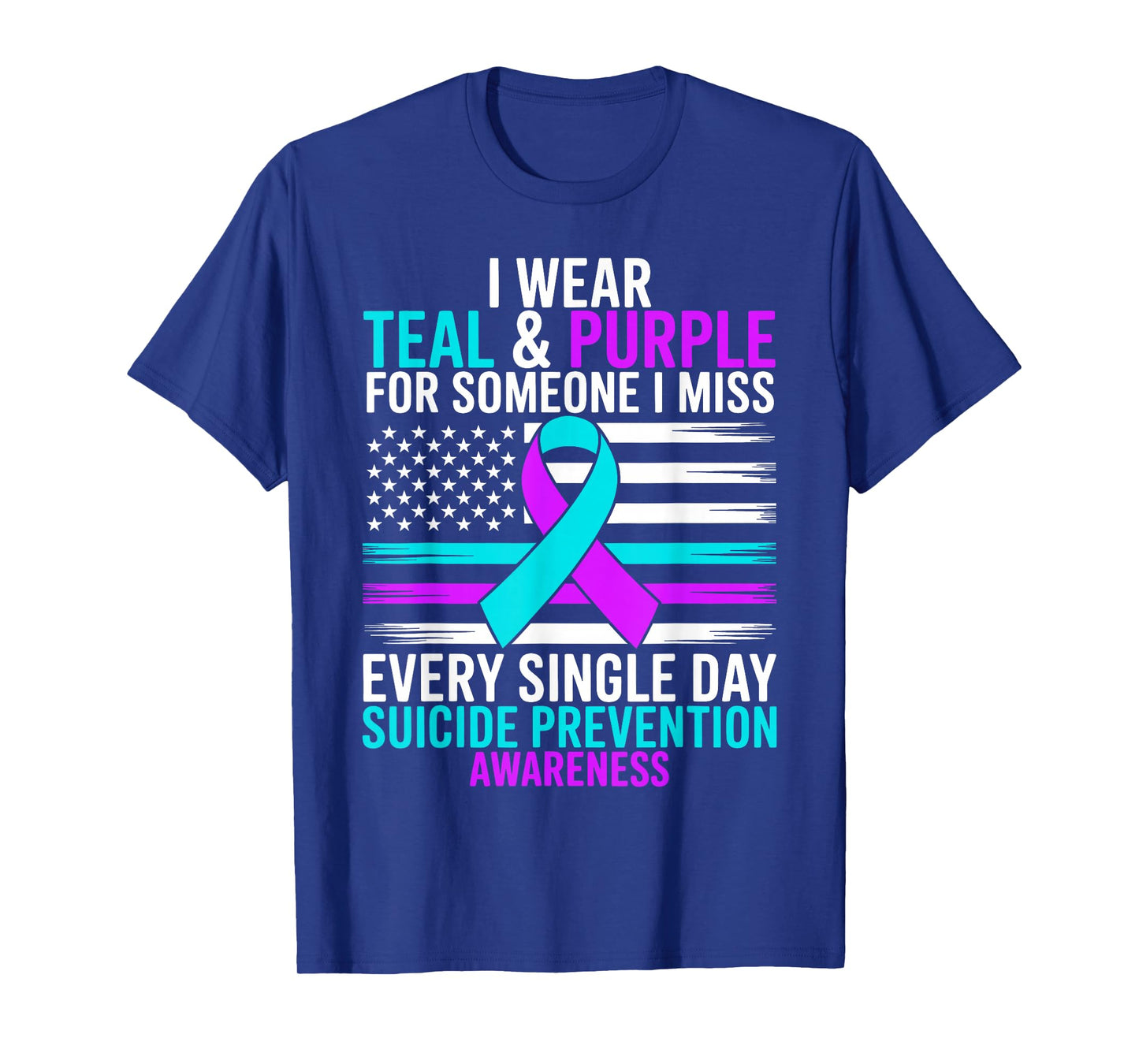 Retro I Wear Teal Purple for Someone Suicide Prevention T-Shirt