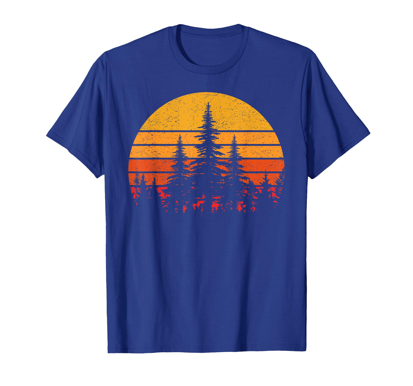 Retro Sun Minimalist Pine Trees Wildlife Nature Forest T-Shirt