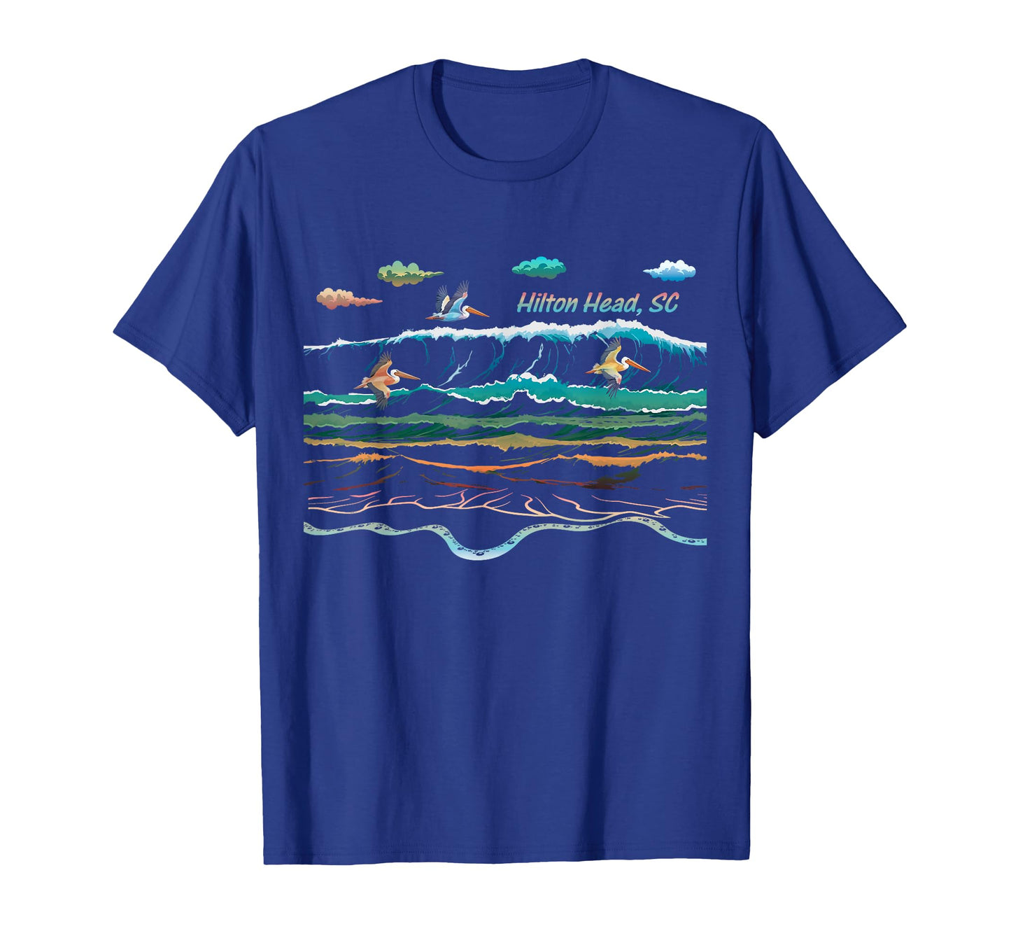 Hilton Head SC South Carolina Waves Pelican Bird Watcher T-Shirt