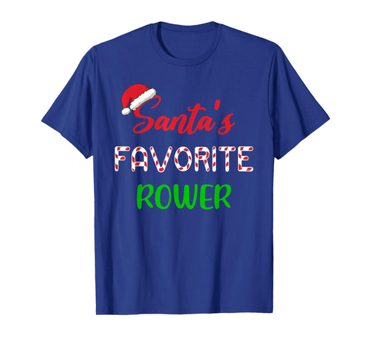 Santas Favorite Rower Funny Rowing Christmas T-Shirt