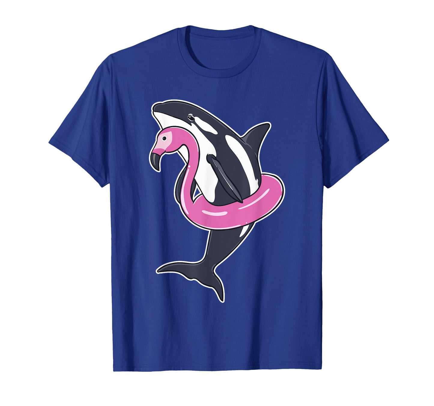 Funny Orca Flamingo Pool Party Men Women Kids Beach Summer T-Shirt