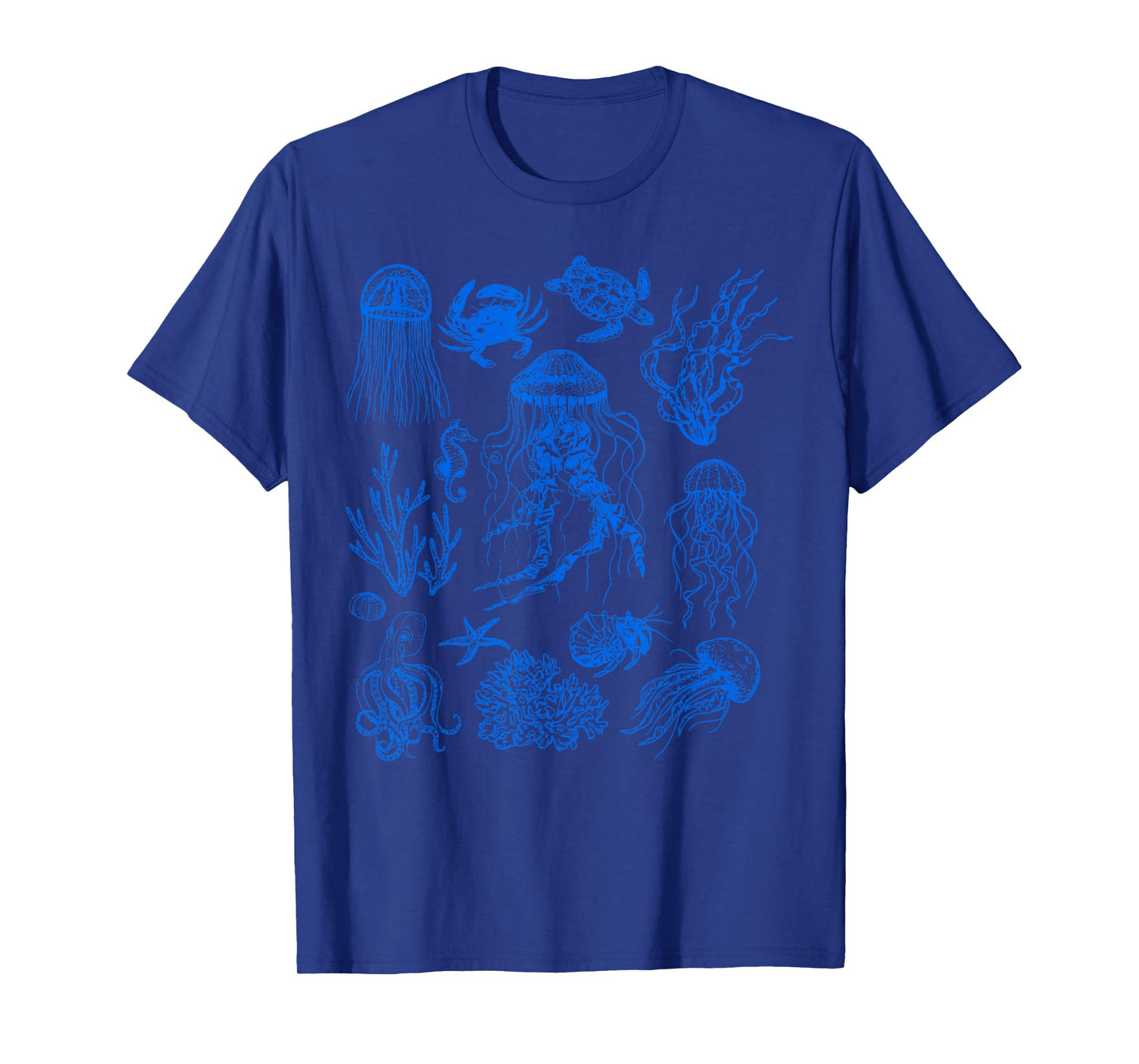 Retro Sea Life Aesthetic Crab Jellyfish Starfish Octopus 90s T-Shirt