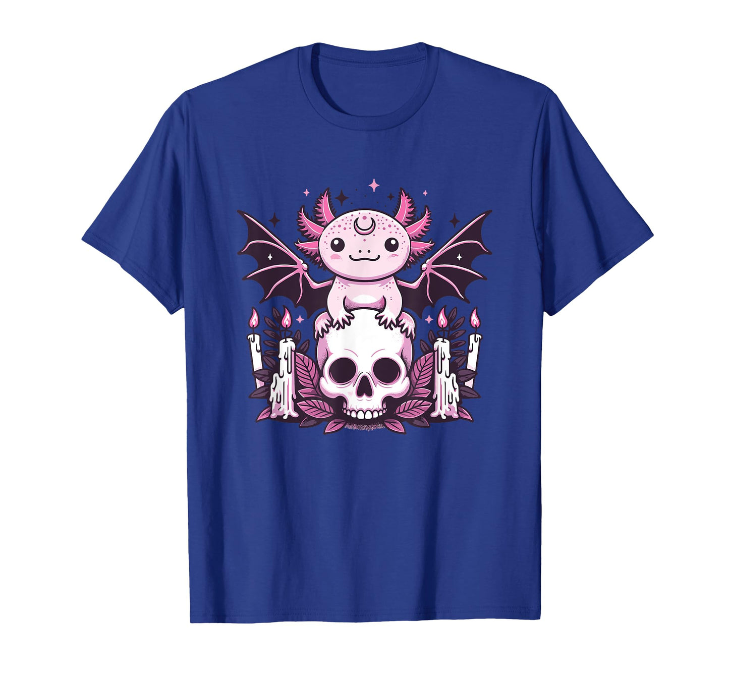 Kawaii Pastel Goth Cute Creepy Axolotl Bat Skeleton T-Shirt
