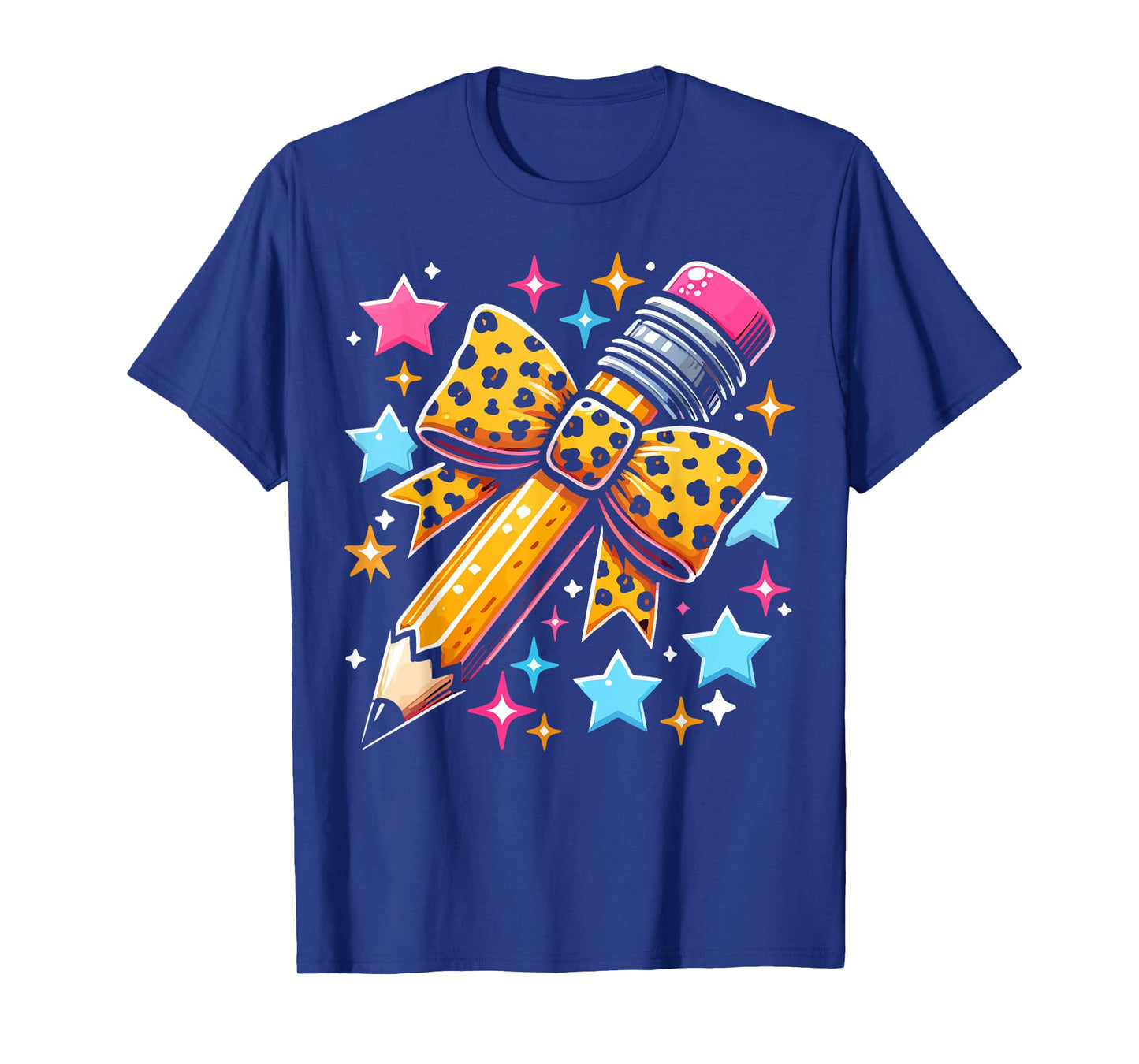 Pencil Leopard Coquette Bow Teacher Life Back To School T-Shirt