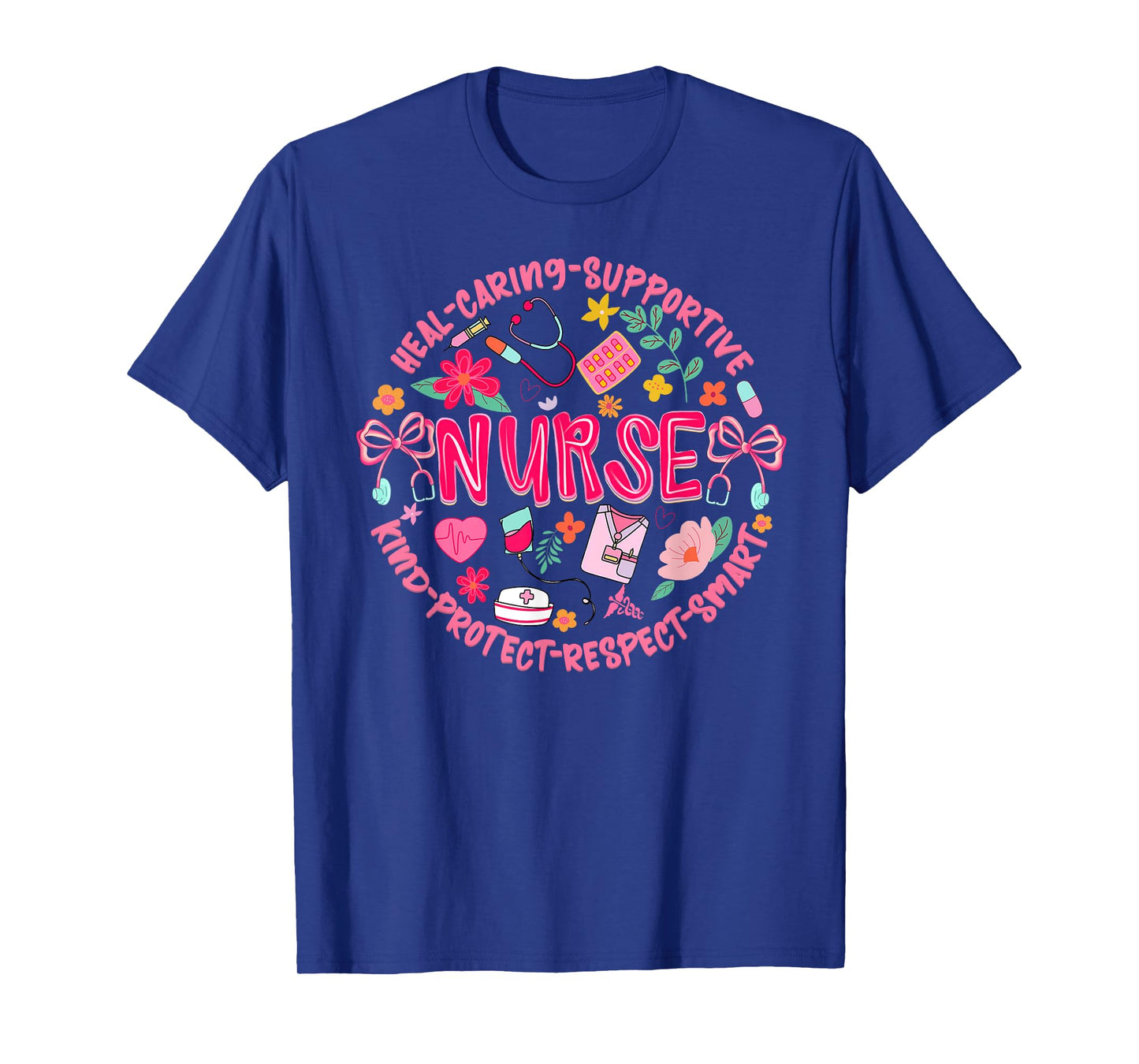 Coquette Nurse Stethoscope Bow Cute Nurse Boho Floral Women T-Shirt