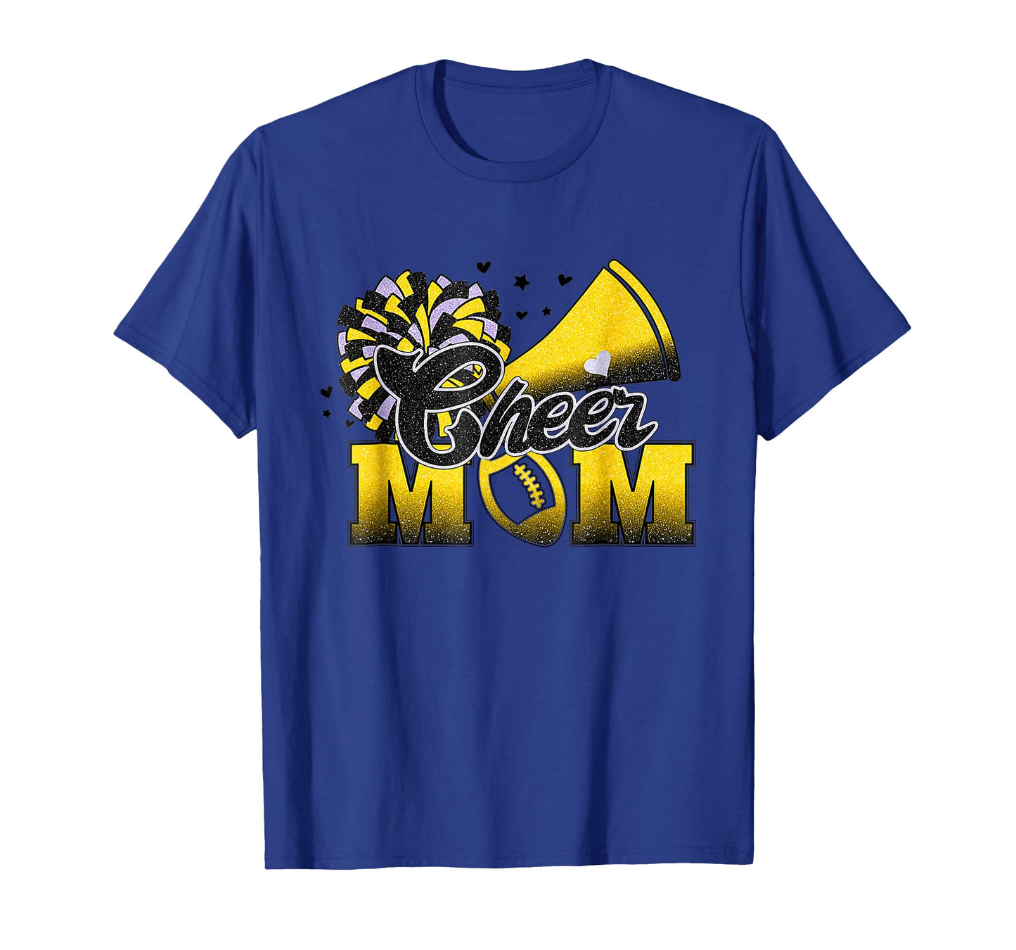 Football Cheer Mom Biggest Fan Cheerleader Black Yellow Gold T-Shirt