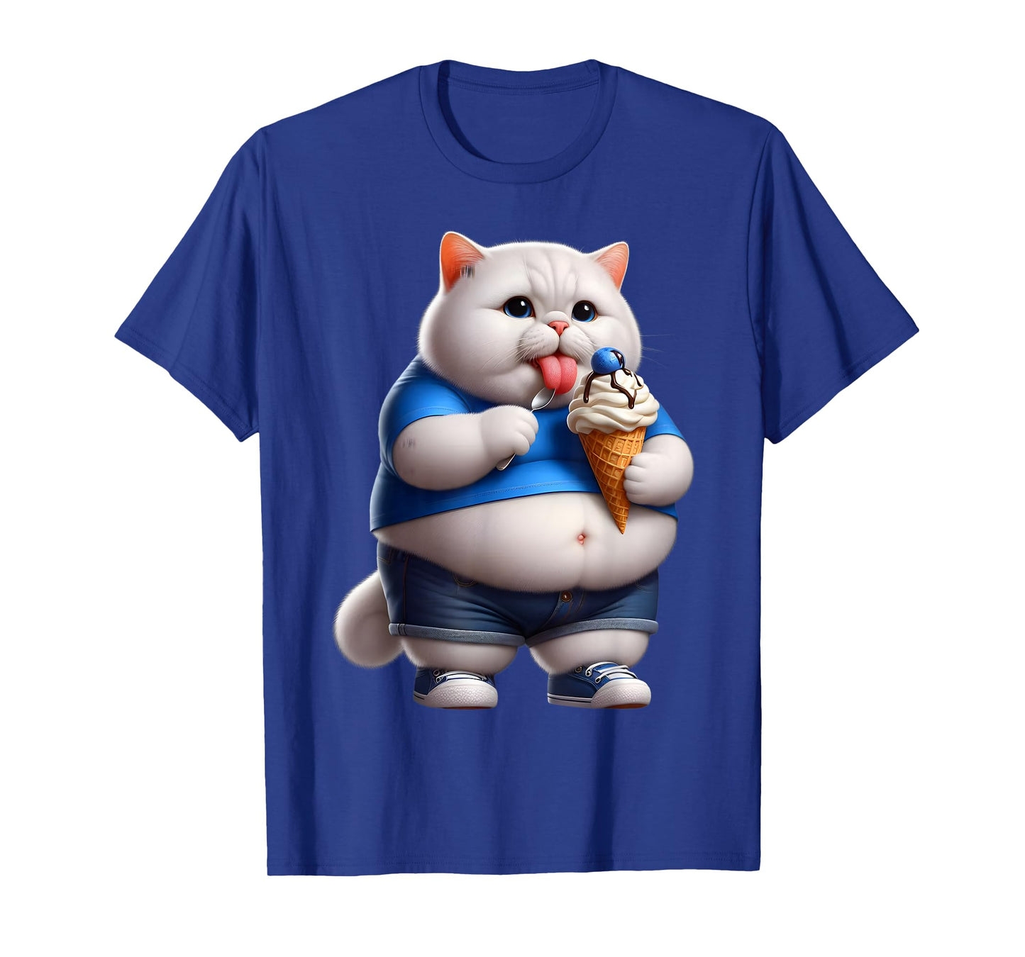 Funny Fat Cat Men Women Kids Ice Cream Fat Kitten Cat Lover T-Shirt
