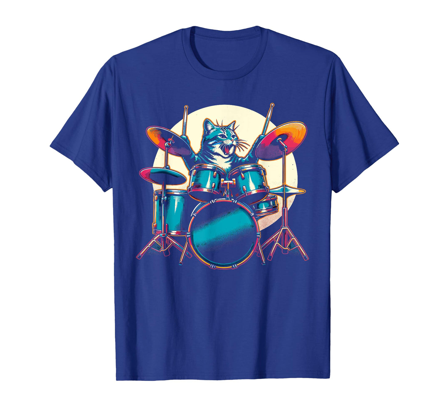 Cat Playing Drums Drummer Novelty Music Lover Funny Drummer T-Shirt