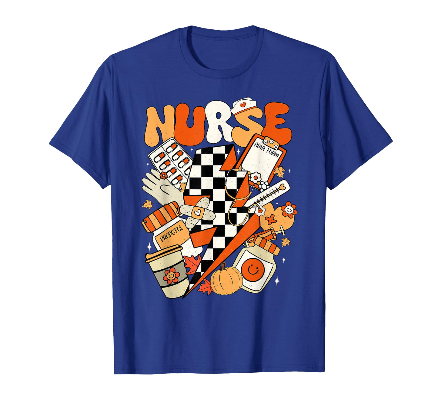 Retro Pumpkin Nurse Life Thanksgiving Fall Autumn Nurse T-Shirt