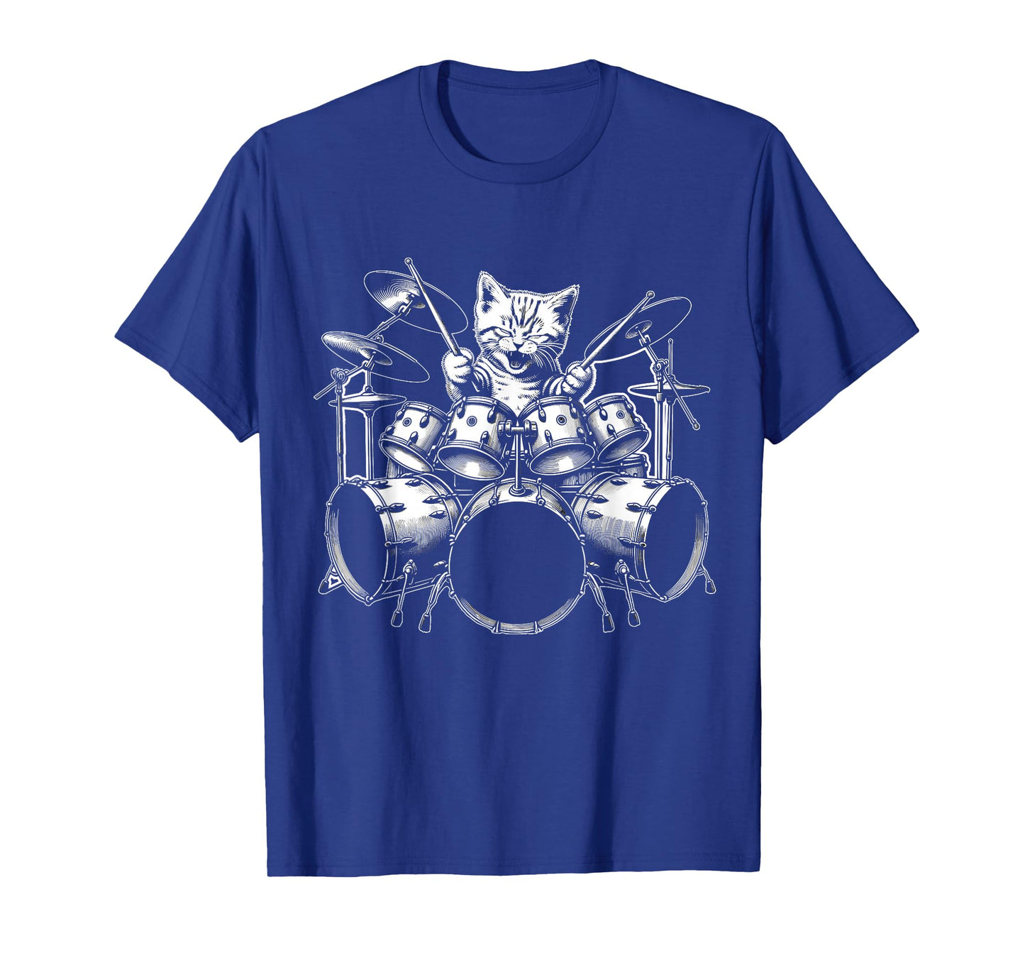 Kitten Rock Band Funny Kitty Drummer Cat Playing Drums T-Shirt