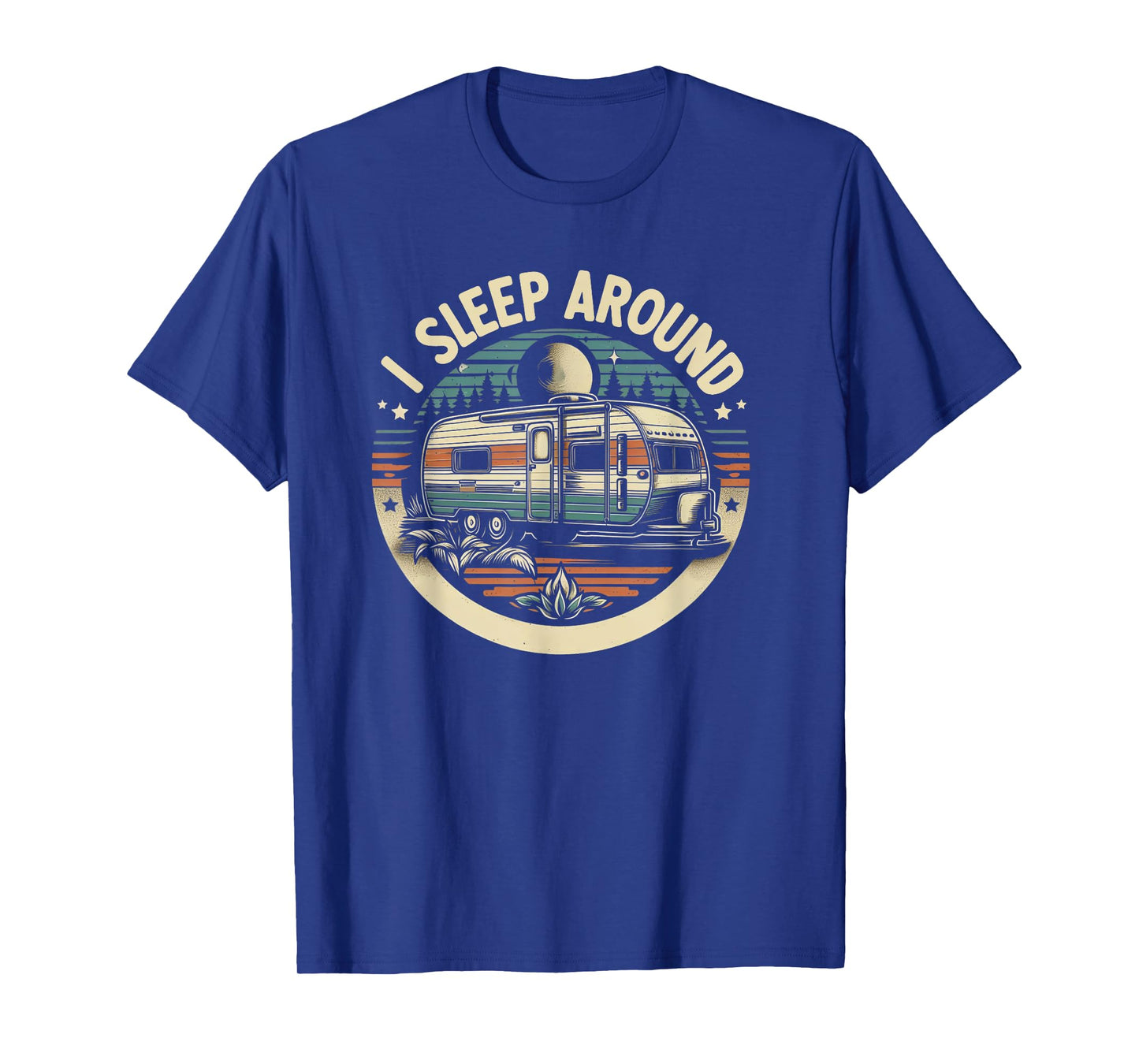 I Sleep Around funny Van Life RV Vinatge Sunset T-Shirt