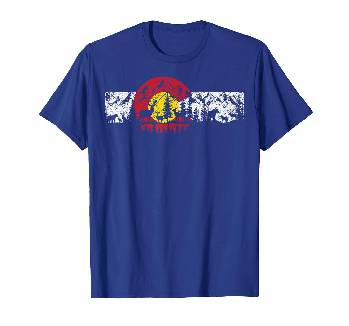 Colorado Flag Sunset Wildlife Mountains Forest T-Shirt