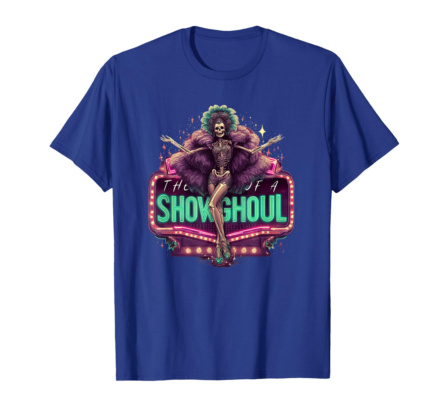 Creepy Showghoul Skeleton Burlesque Horror Glam Design T-Shirt