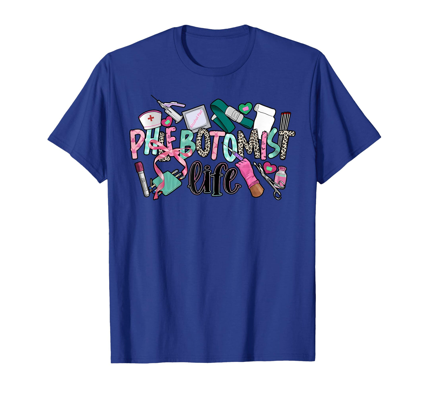Phlebotomist Life Leopard Coquette Phlebotomy Women Nurse T-Shirt