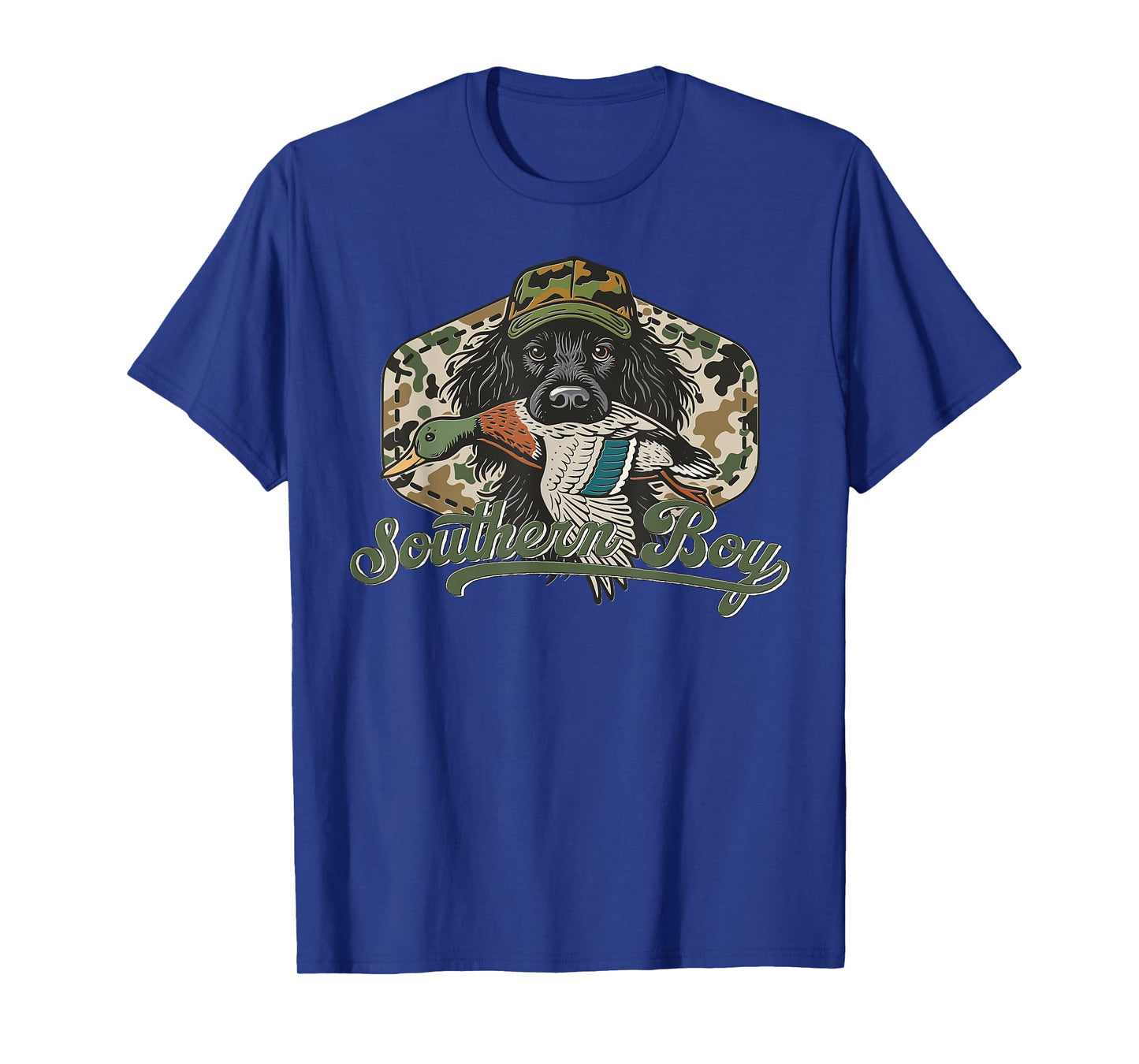 Camo Hunting Dog with Duck Rustic Retriever Southern Hunter T-Shirt