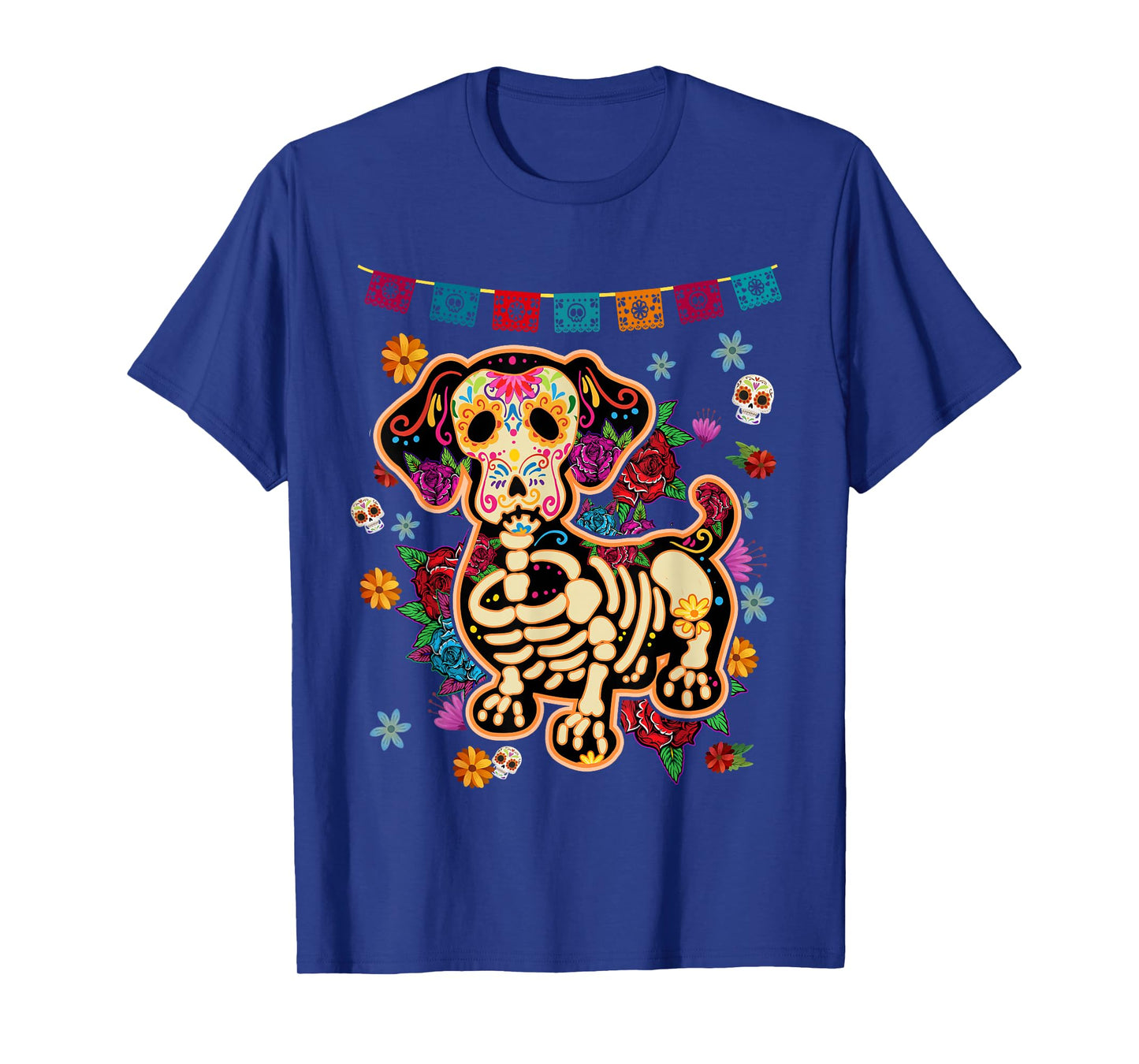 Sugar Skull Mexican Dachshund Bone Halloween Day of The Dead T-Shirt