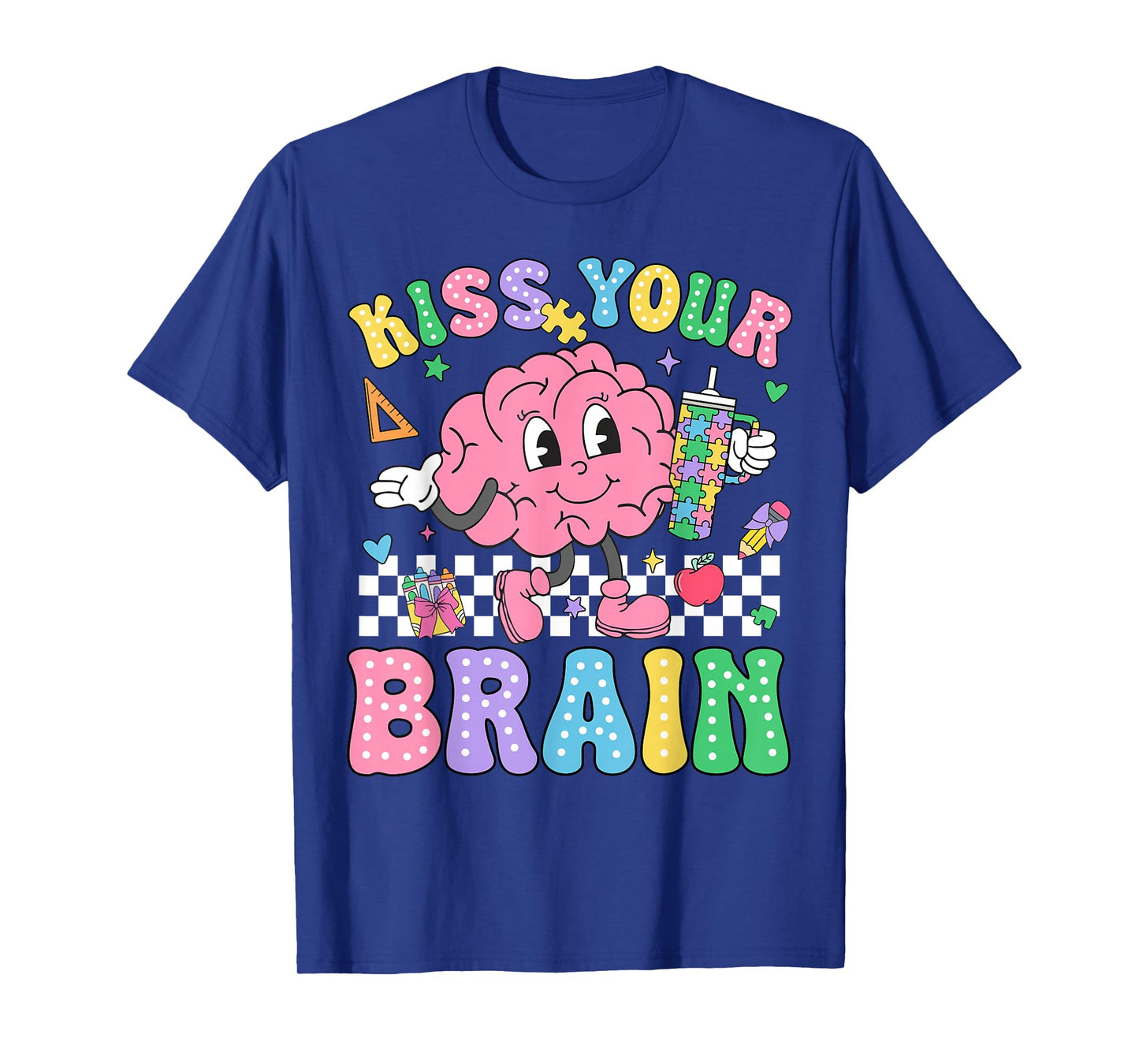 Kiss Your Brain Valentines Autism Awareness Teacher Kids T-Shirt