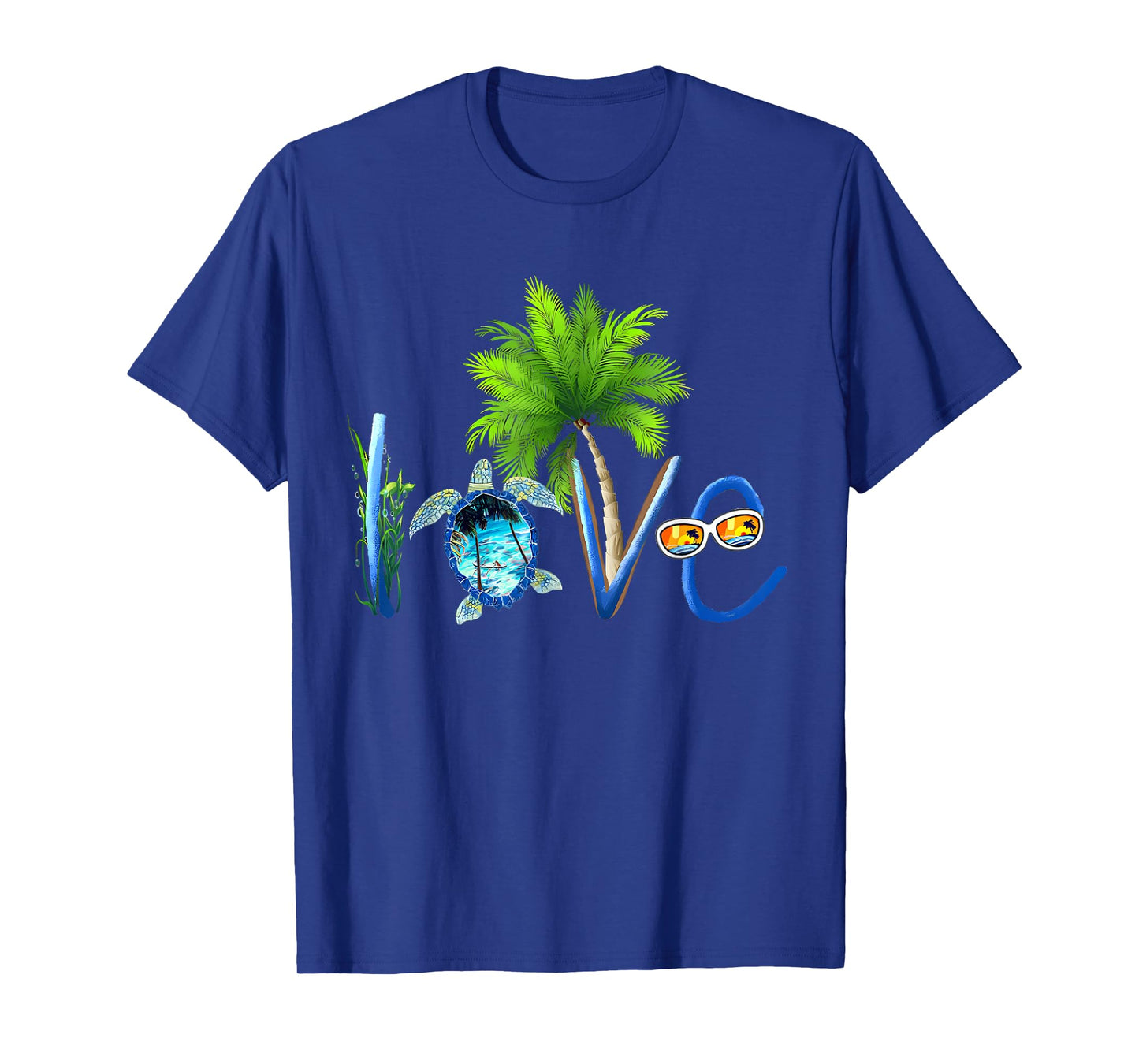 Tropical Beach Love Sea Turtle Palm Tree Summer Vacation T-Shirt