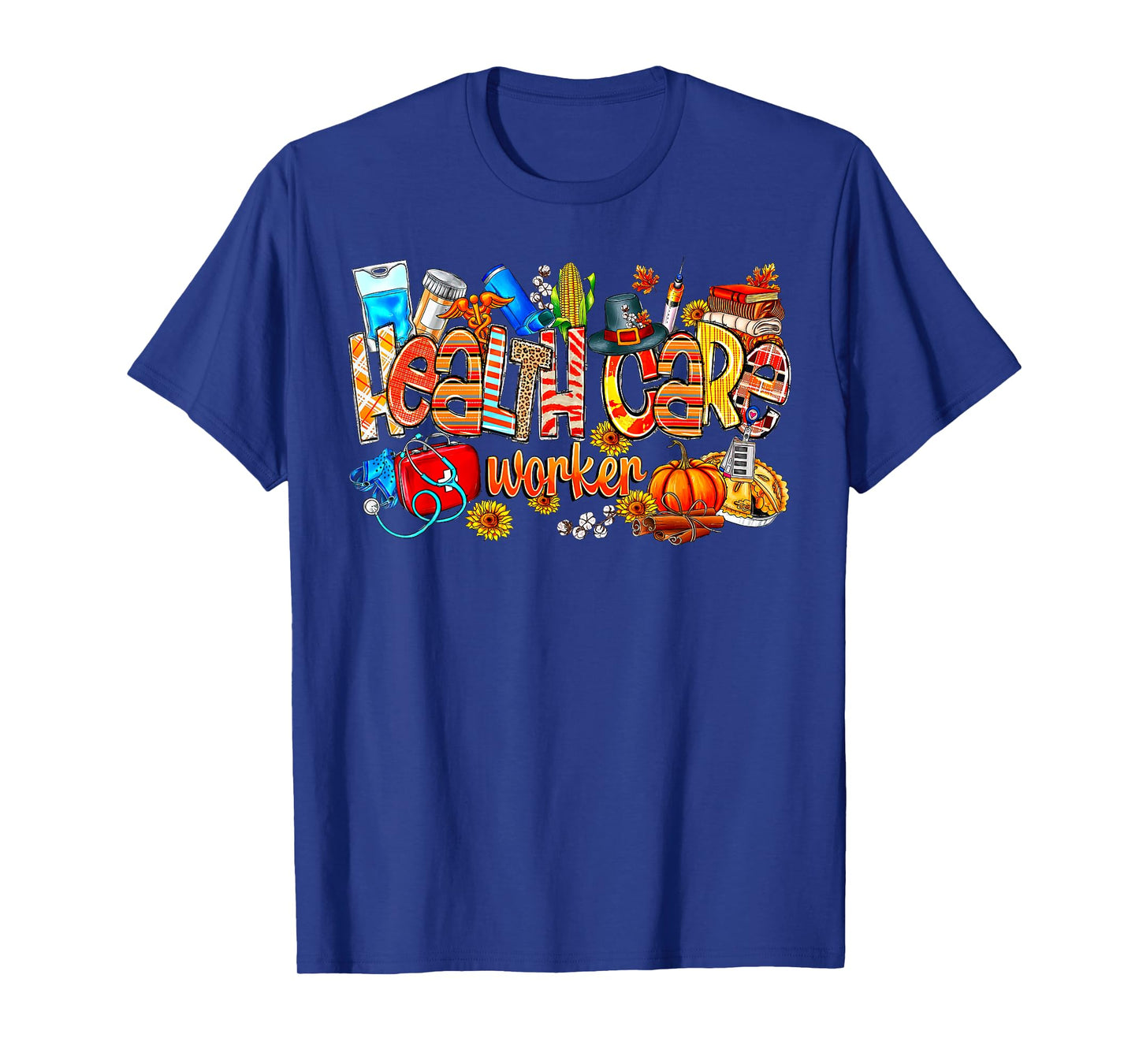 Retro Health Care Worker Fall Pumpkin Sunflower Nurse Autumn T-Shirt