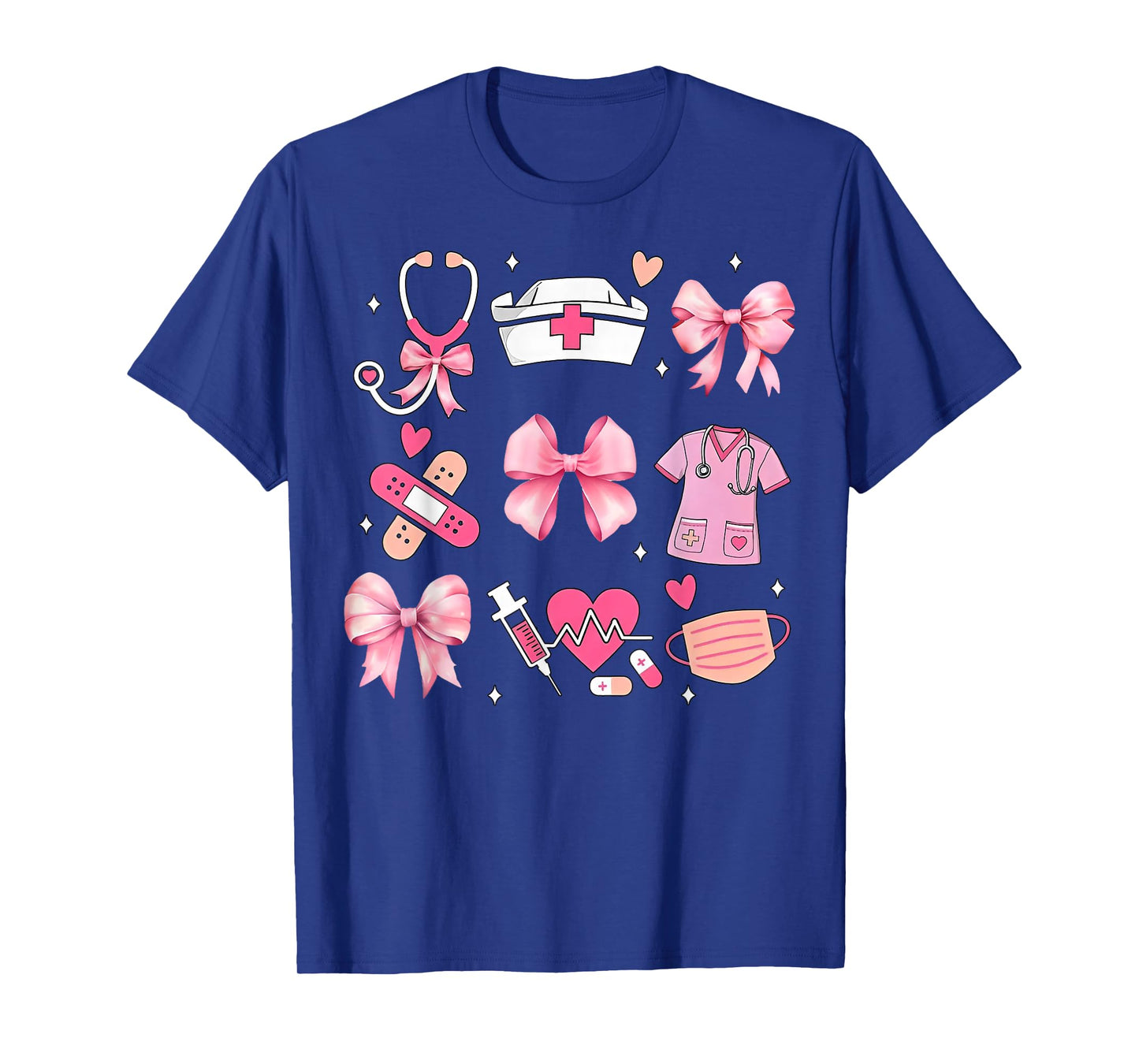 Women Pink Retro Nurse Coquette Pink Bow Girlie Nurse Life T-Shirt