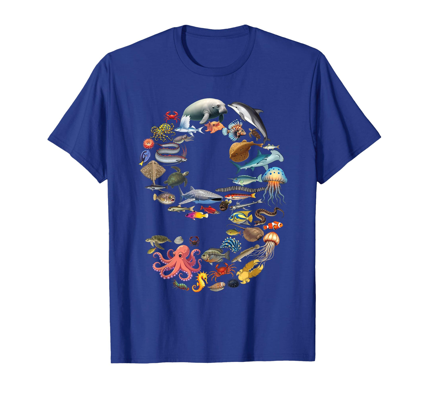 9 Years Old 9th Birthday Sea Ocean Animals Figures Number 9 T-Shirt