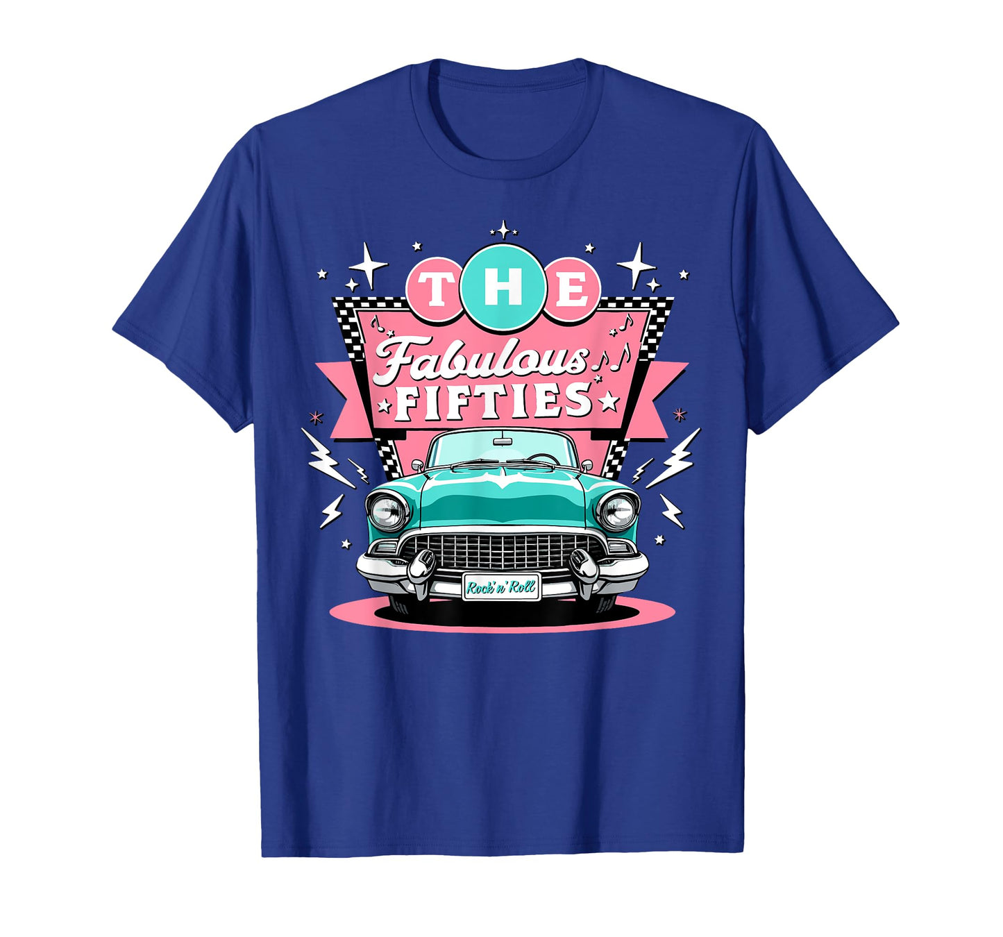 The Fifties 1950s Car Music Checkerboard Rockabilly Sock Hop T-Shirt