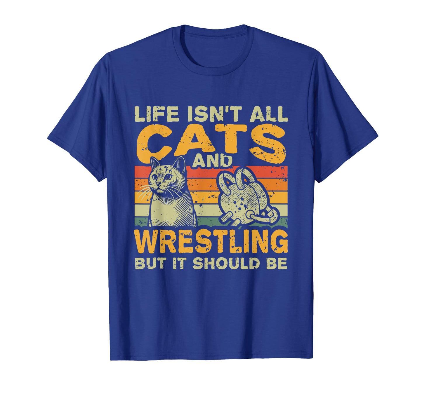 Funny Cat Owner And Wrestling Lover Gift Unisex-Adults, Unisex-Kids T-Shirt Black Small Retro-Modern Solid Black Cotton Blend Crew Neck Short Sleeve