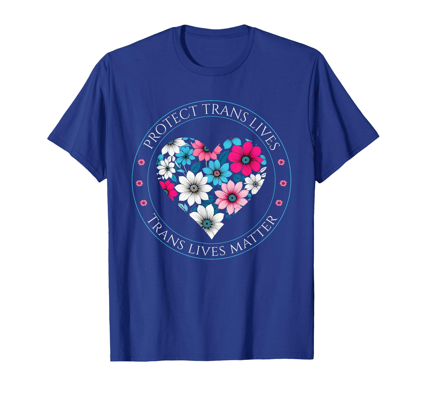 Protect Trans Lives Matter Trans Kids Floral Heart Floral T-Shirt