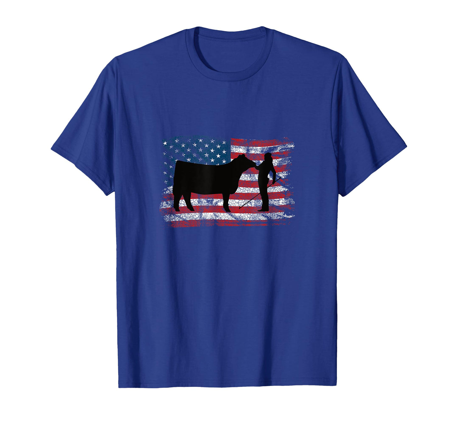 Showgirl Cattle American Patriotic USA Flag Fun Cattle Show T-Shirt