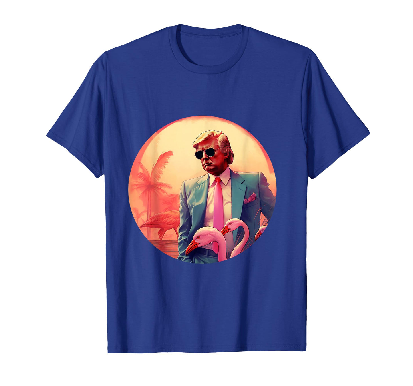 Trump Vice Style with Sunglasses and Flamingos in Miami T-Shirt