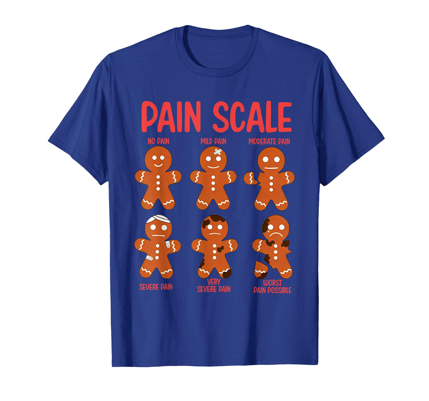 Funny Gingerbread Pain Scale Christmas Nurse T-Shirt