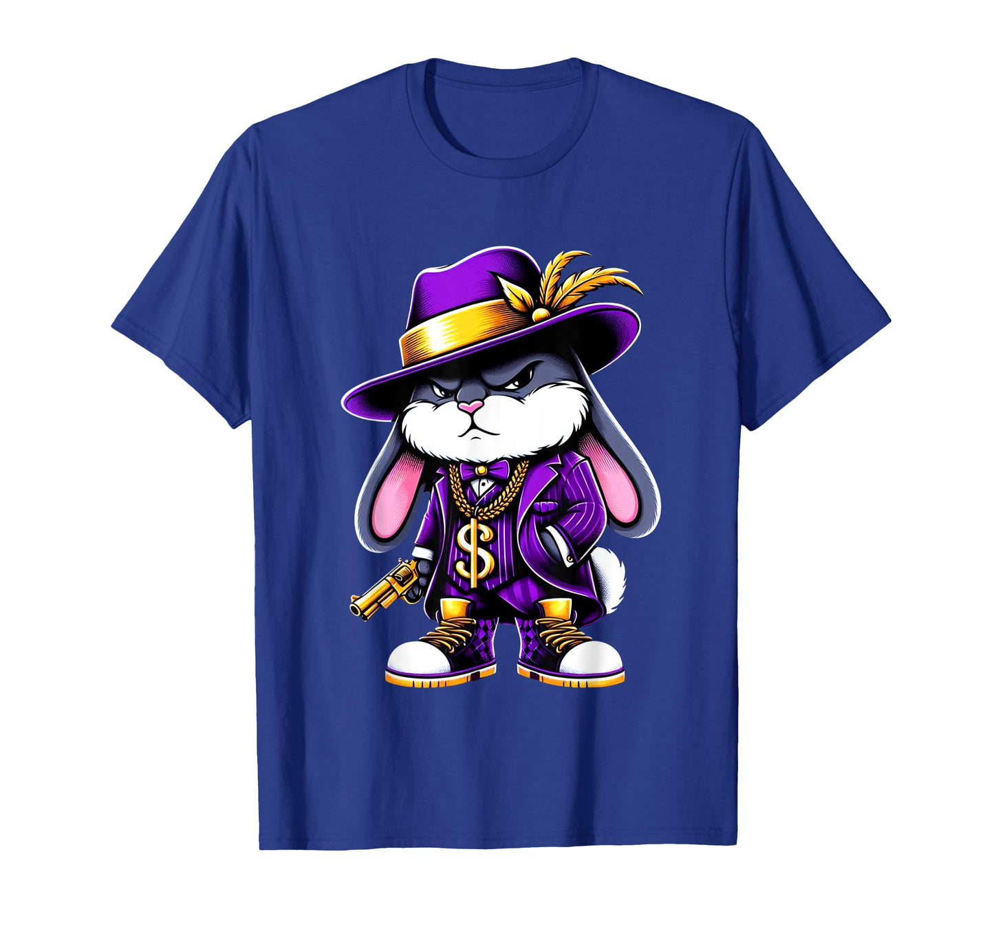 Thug Bunny Pimp Gangster Rabbit With Gun Rabbit Lovers Art T-Shirt