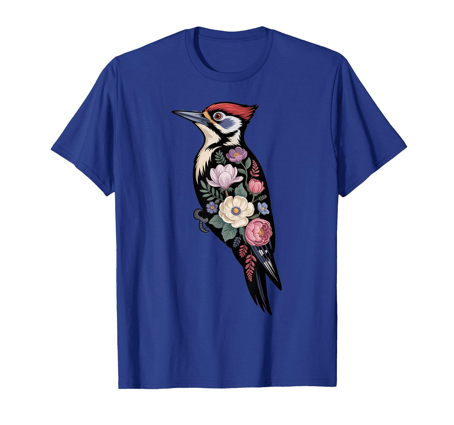 Floral Woodpecker Bird Lover Birding Enthusiasts Men Women T-Shirt