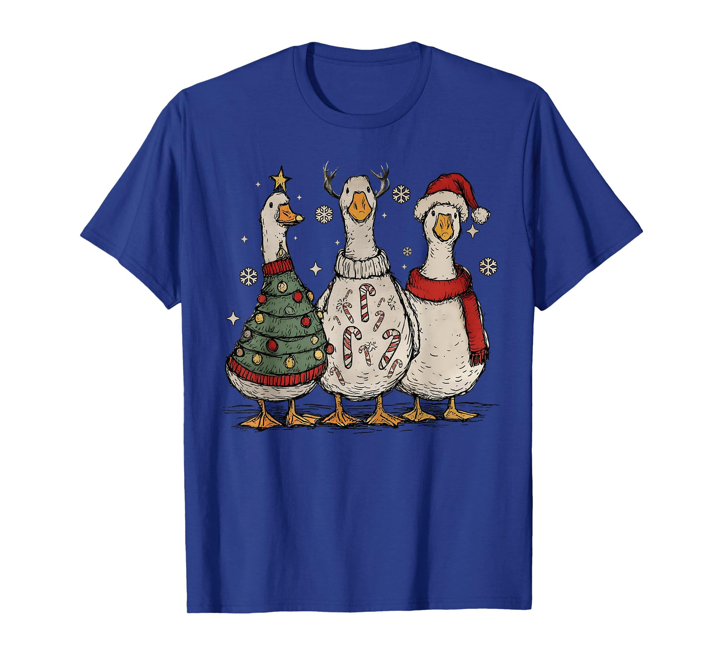 Vintage Christmas Silly Goose Santa Reindeer Men Women Kids T-Shirt