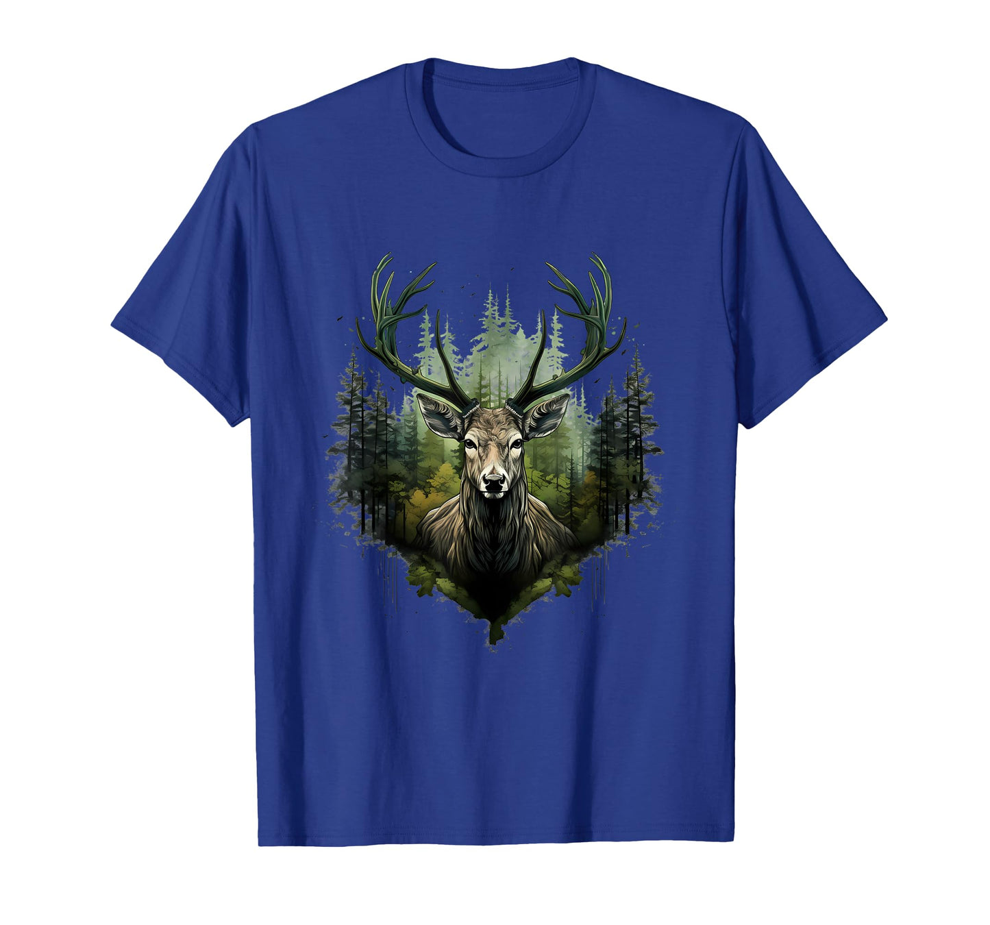 Deer Portrait Forest Motif Artwork Animal Lovers Wildlife T-Shirt