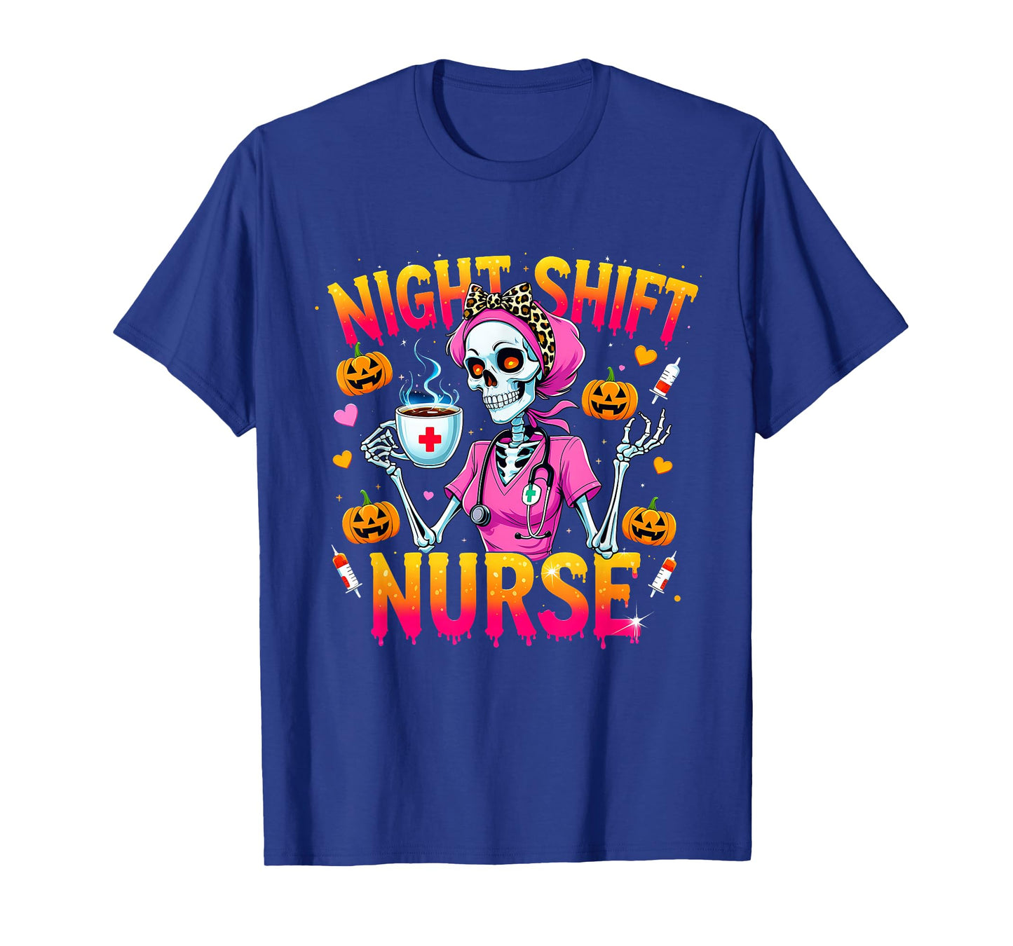 Night Shift Nurse Skeleton Coffee Halloween T-Shirt