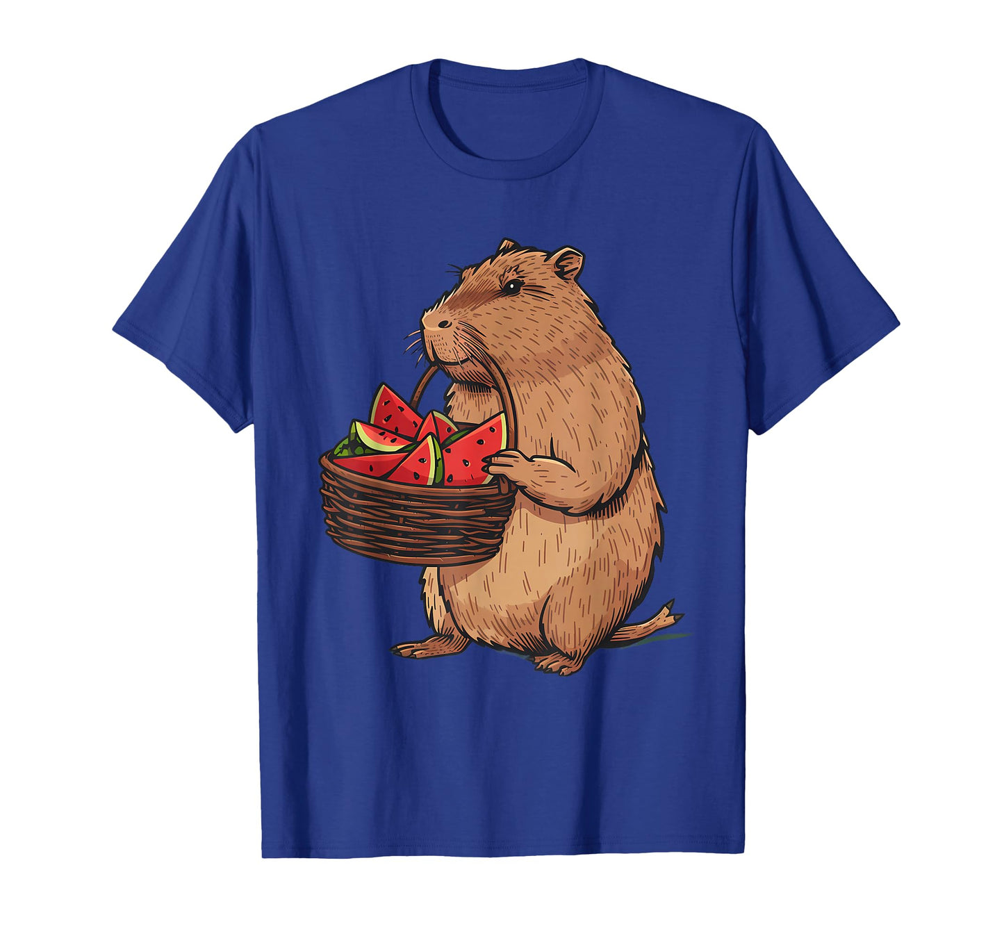 Watermelon Capybara Wildlife Artwork Nature Capybara Lover T-Shirt