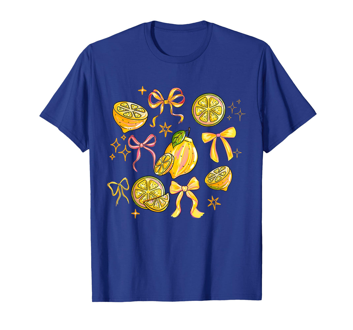 Cute Lemon Tropical Fruits Coquette Bows Summer Girl Women T-Shirt