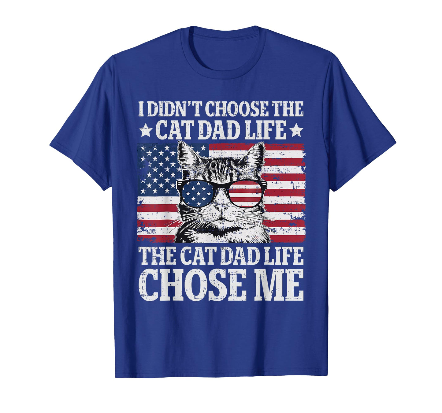 Vintage American Flag Cat Dad Father's Day Kitten Daddy T-Shirt