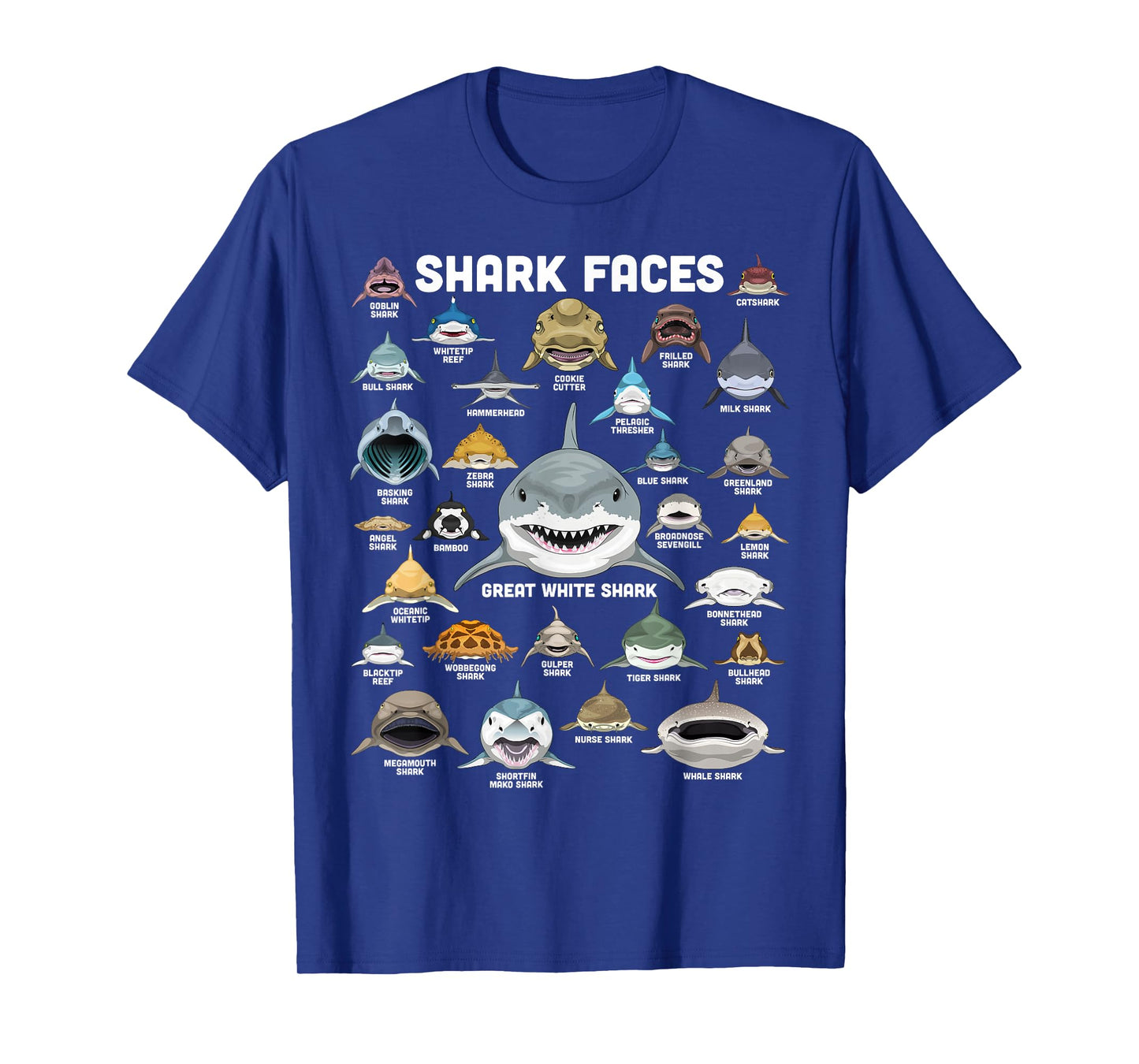 Shark Faces Shirt Types of Shark Funny Marine Biology Shark T-Shirt