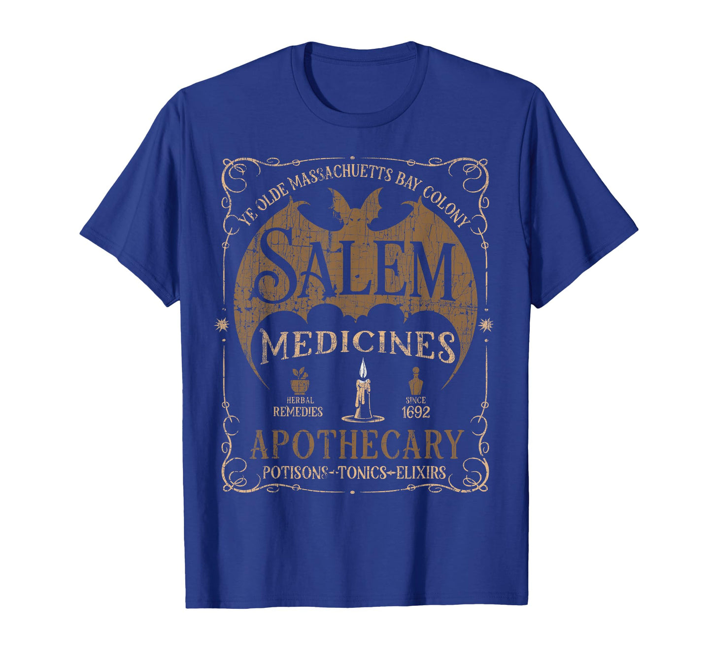 Salem 1692 Apothecary Medicines Herbal Witch Bat Tees T-Shirt