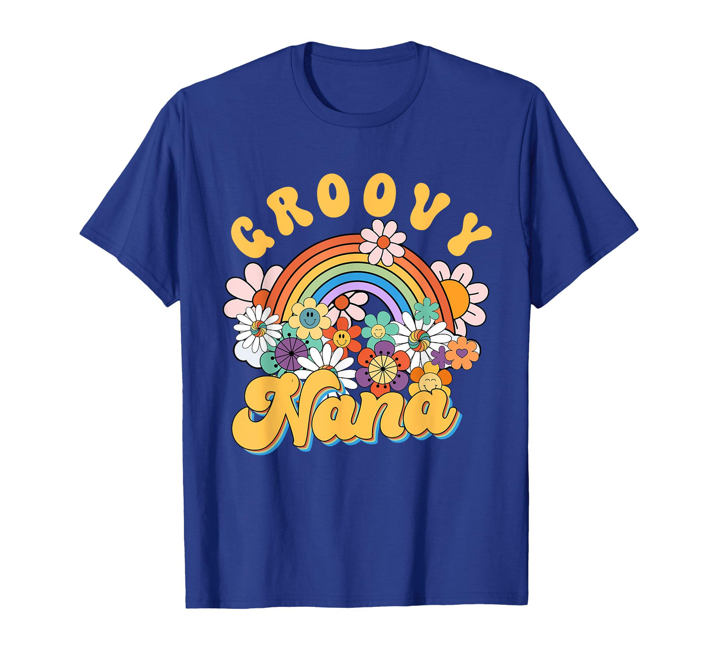 Groovy Nana Rainbow Colorful Flowers Mother's Day T-Shirt