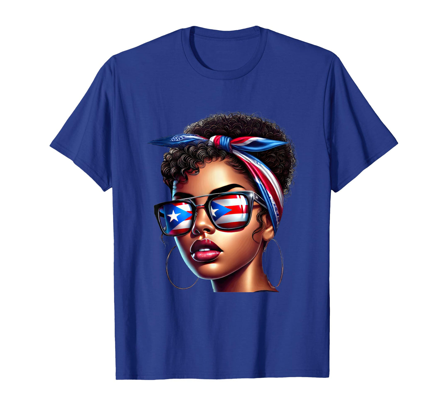 Afro Boricua Latina Puerto Rican Flag Bandana Sunglasses Fun T-Shirt