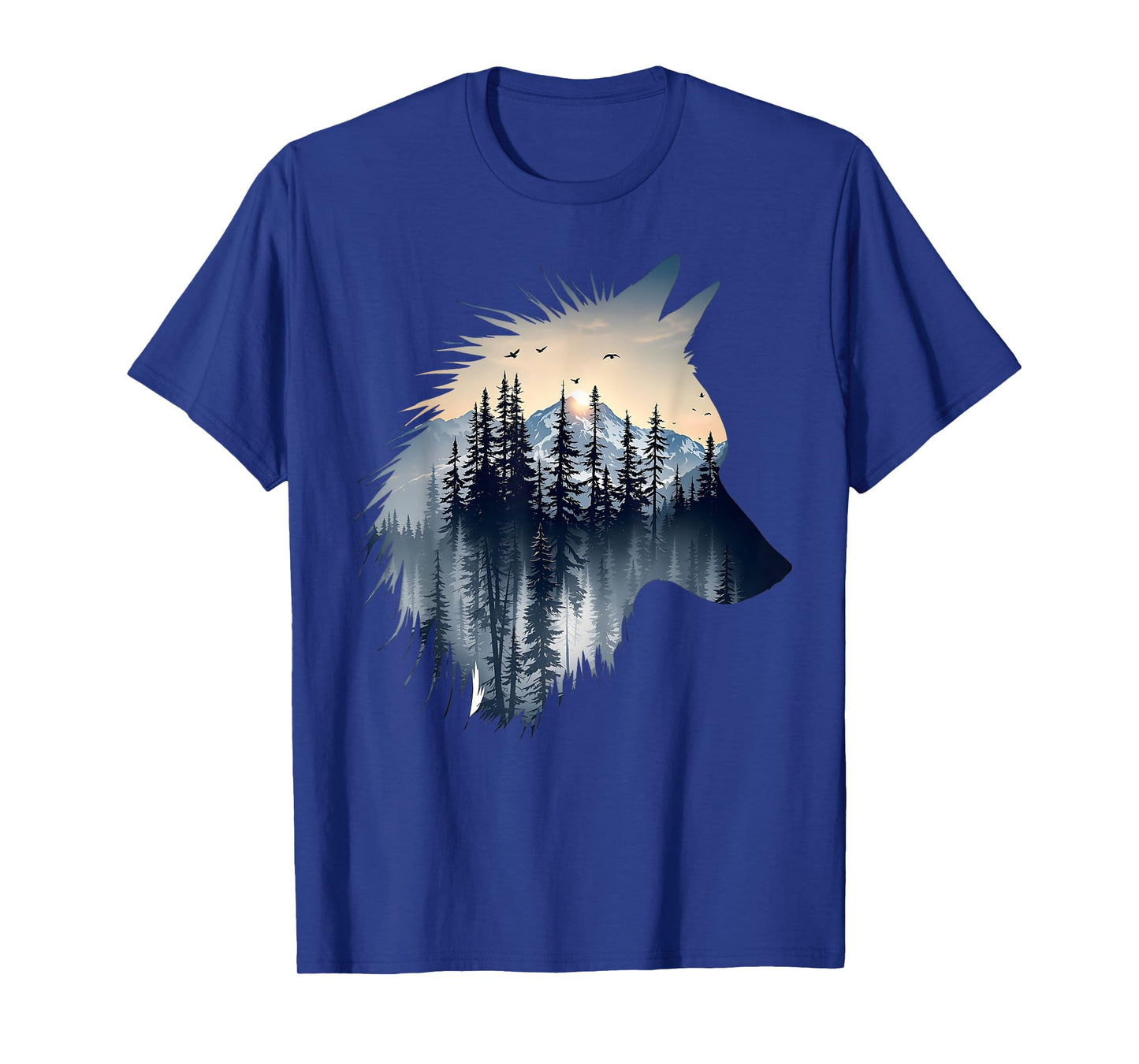 Wolf With Mountain Forest And Wildlife Scene Outdoor T-Shirt