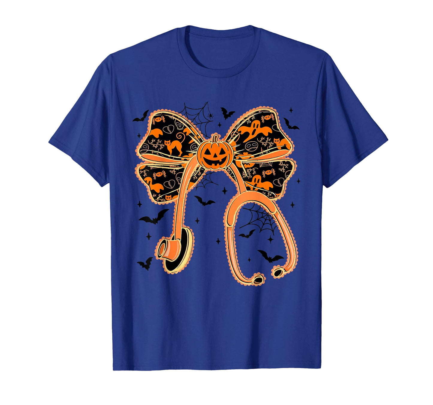 Stethoscope Nurse Halloween Nurse Spooky Coquette Pumpkin T-Shirt