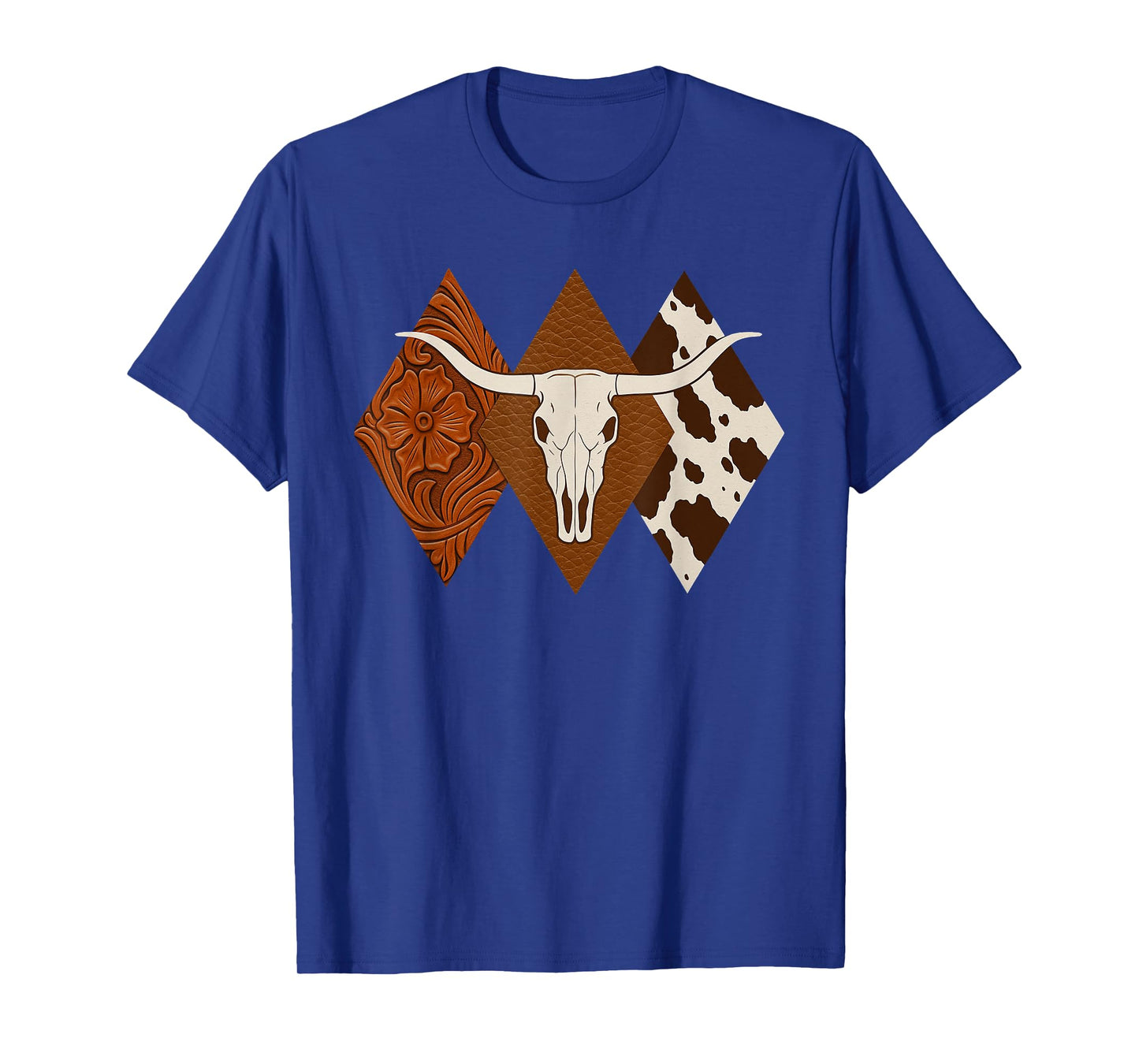 Boho Cow Skull Western Country Longhorn Cowboy Cattle Skull T-Shirt