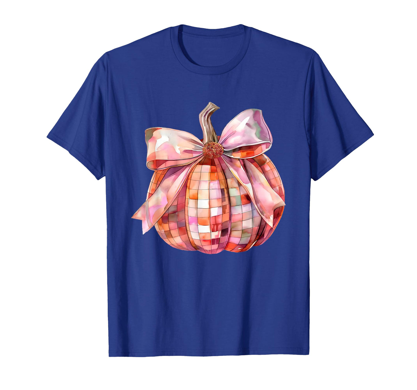 Fall Autumn Pink and Orange Disco Ball Pumpkin Halloween T-Shirt