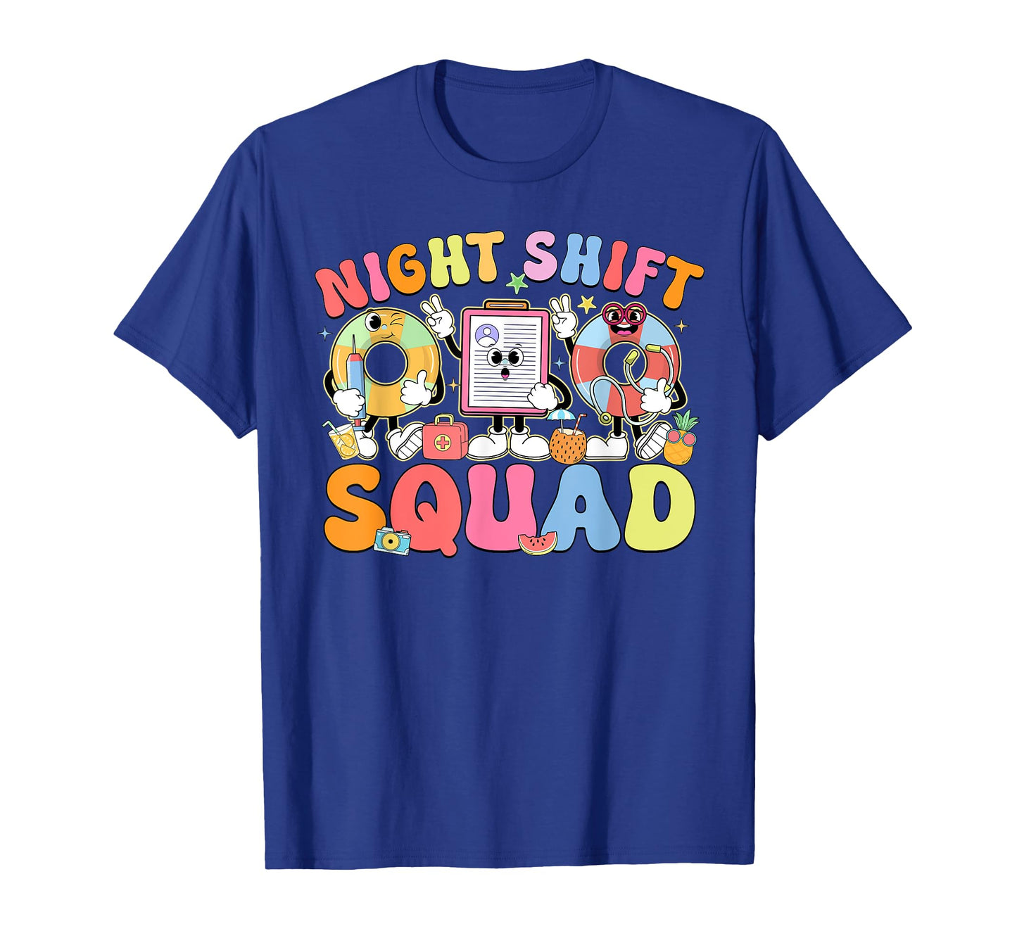 Funny Night Shift Squad Summer Vibes ER Nurse Team T-Shirt